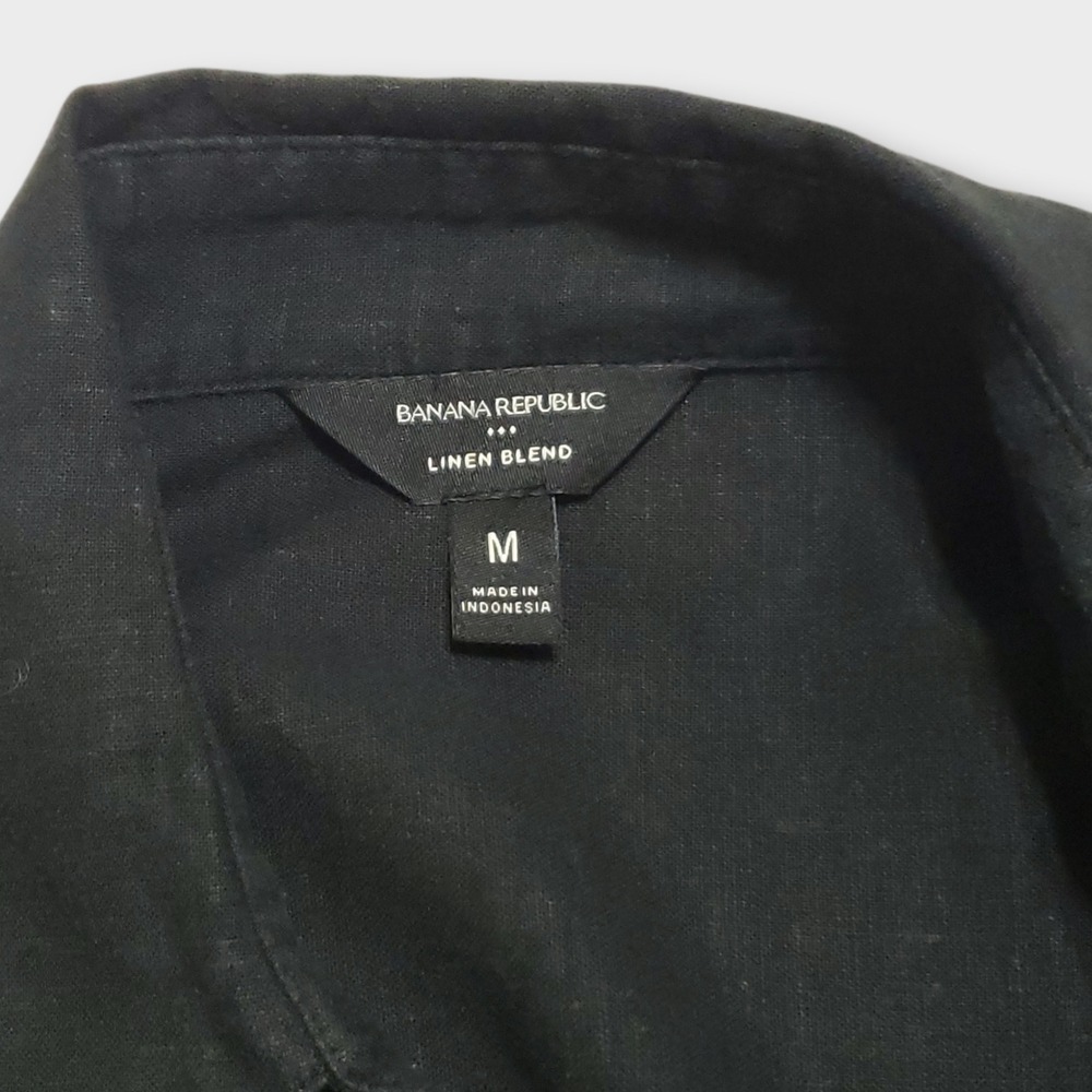 Banana Republic SS Drapey Linen Blend Belted Midi Shirt Dress Black M 451876-00 - Picture 6 of 11